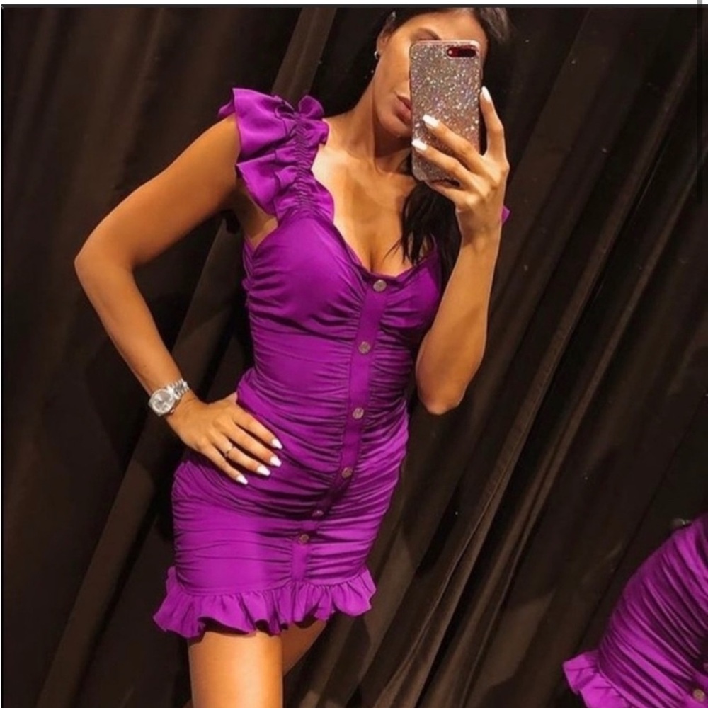 Zara Purple Ruched Mini Dress